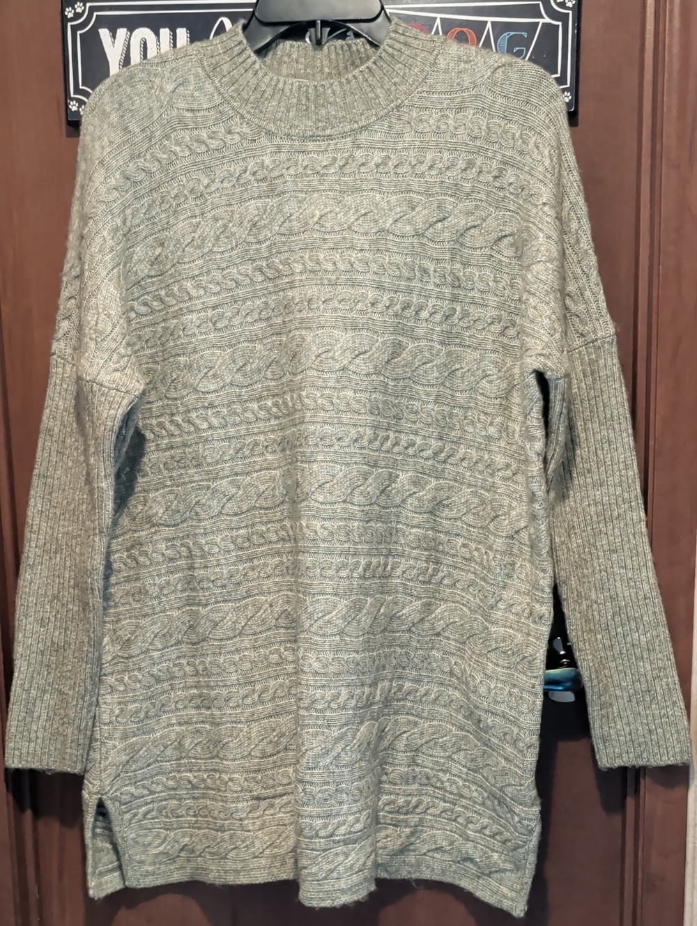 Soft Surroundings Olive Cable Knit Pullover Sweater